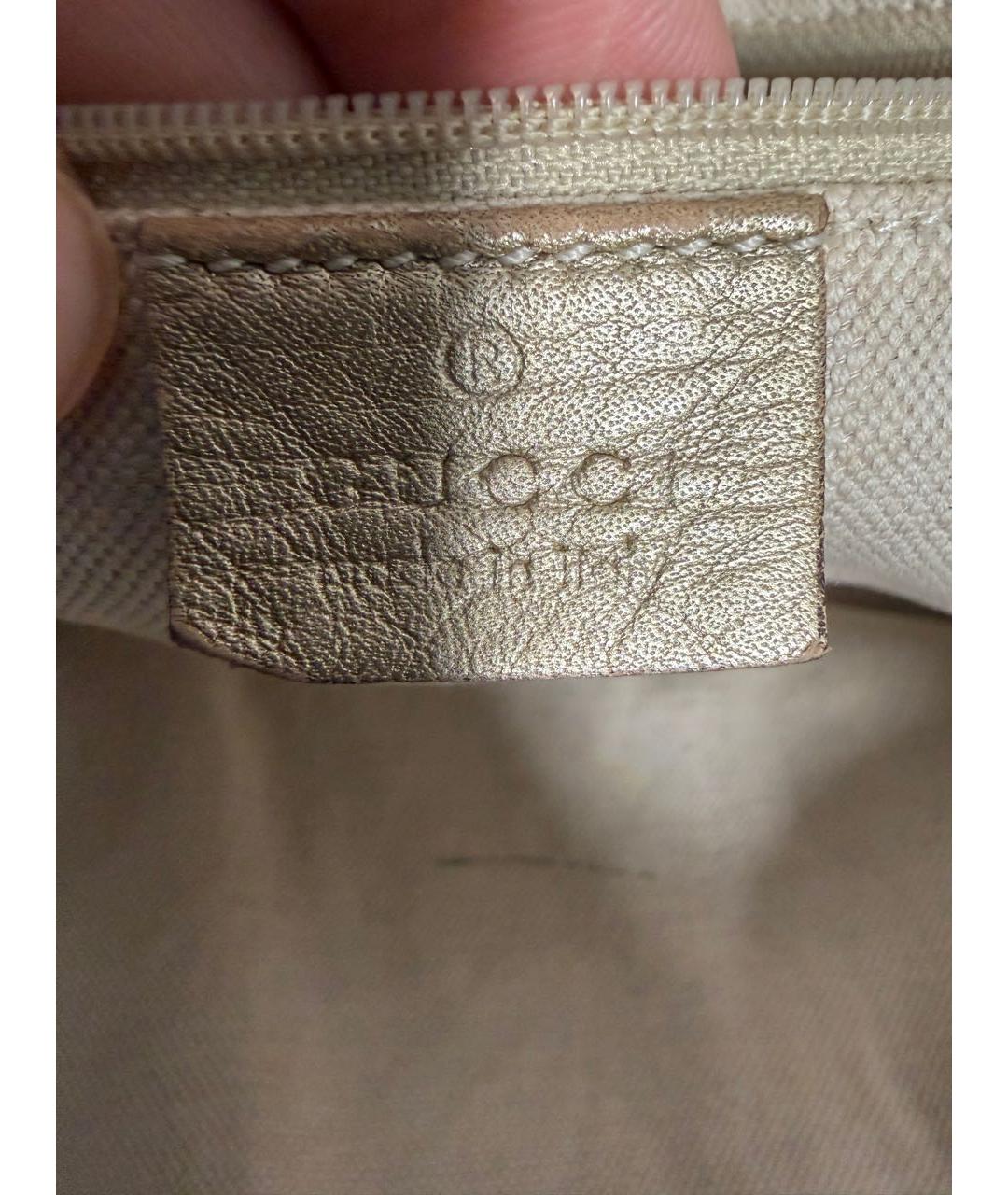 GUCCI Золотая кожаная сумка с короткими ручками, фото 5