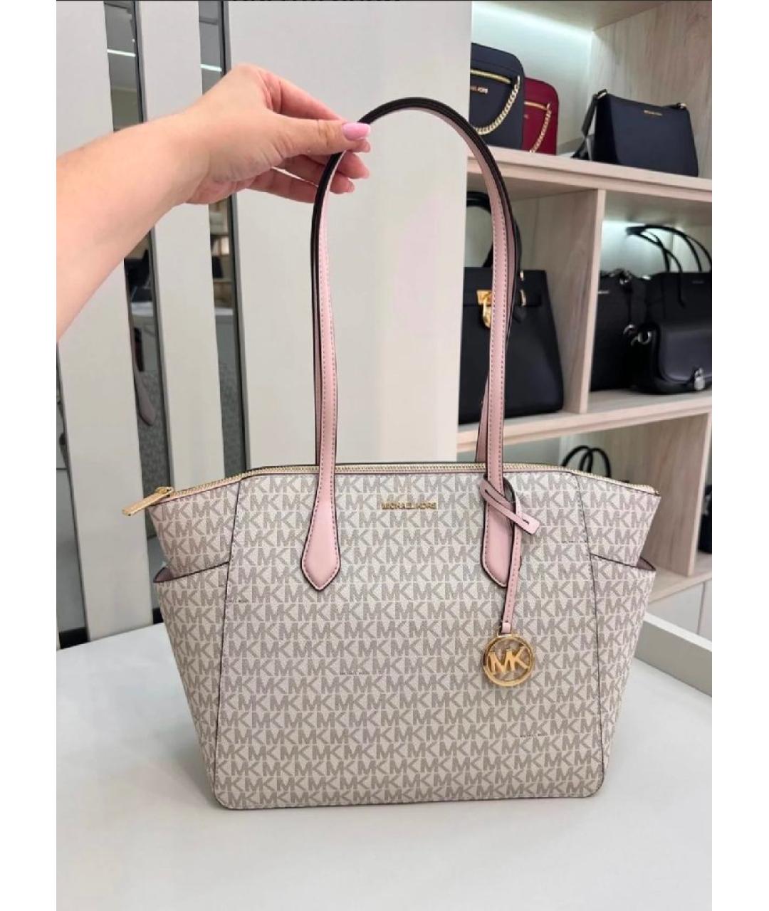 MICHAEL KORS Бежевая сумка тоут из канвы, фото 2