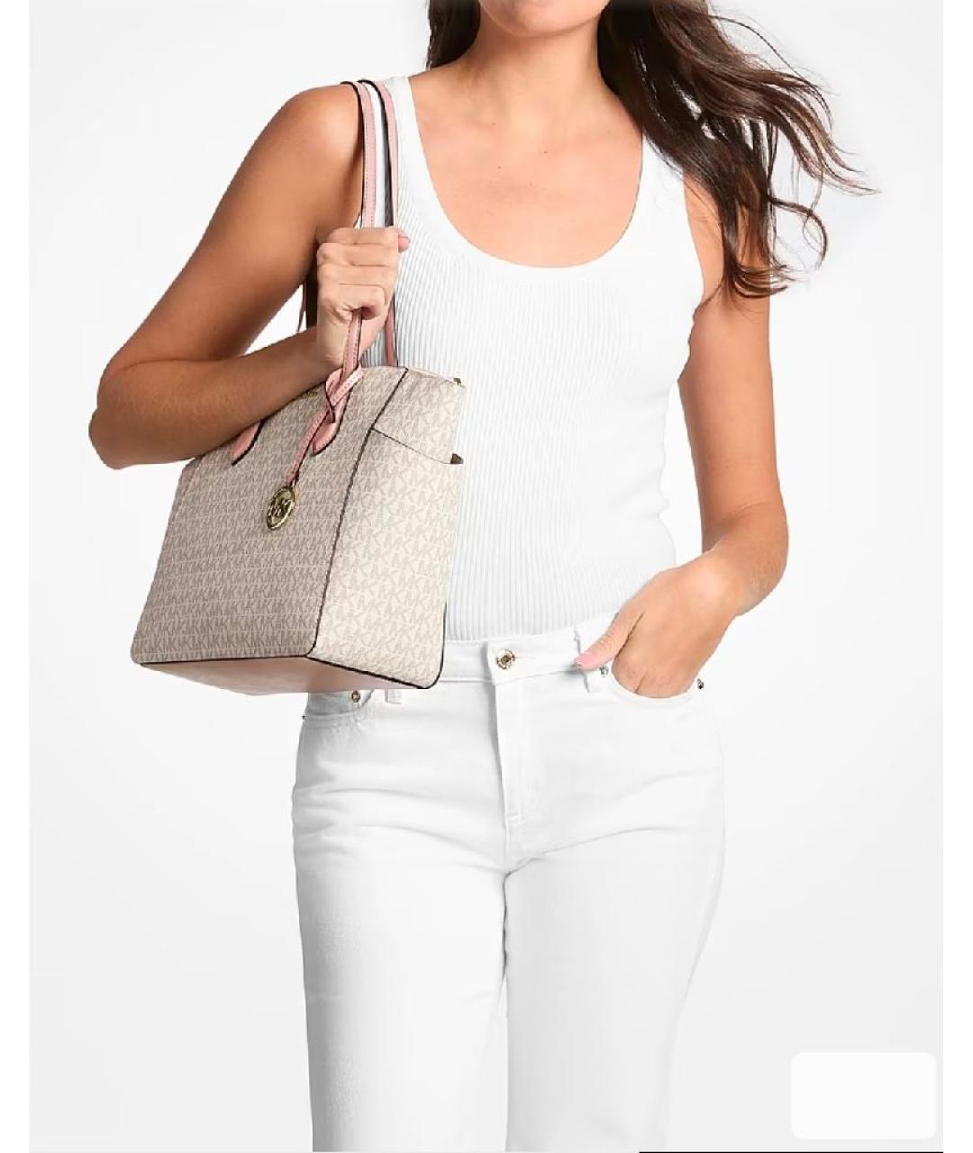 MICHAEL KORS Бежевая сумка тоут из канвы, фото 3
