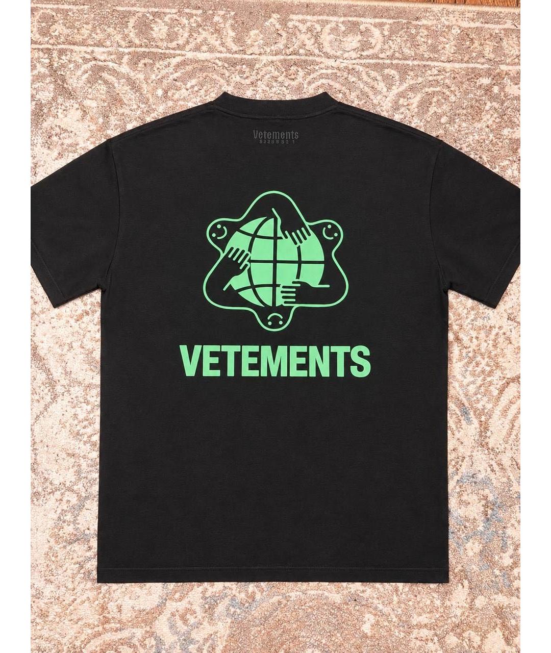 VETEMENTS Черная хлопковая футболка, фото 5