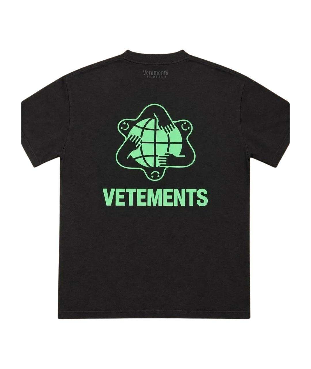 VETEMENTS Черная хлопковая футболка, фото 1