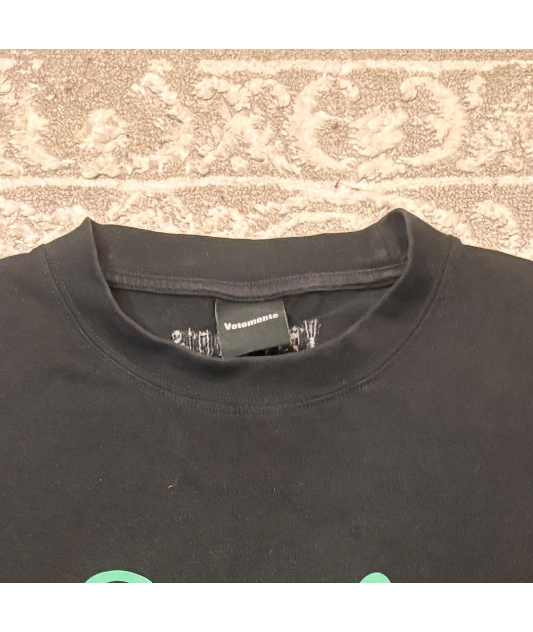 VETEMENTS Черная хлопковая футболка, фото 3