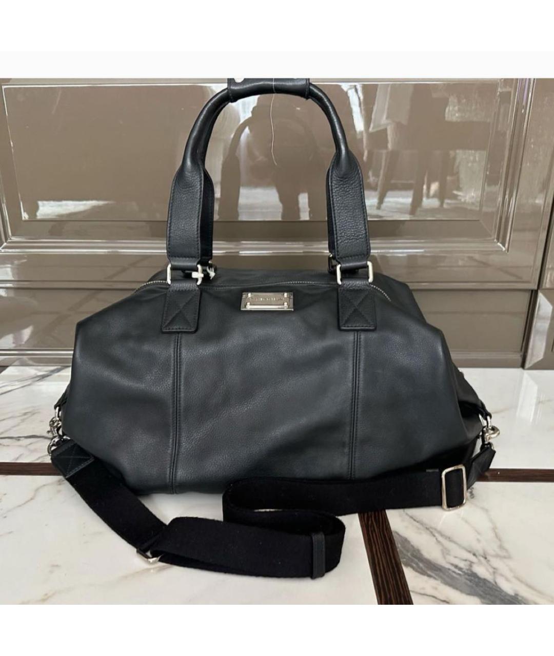 DOLCE&GABBANA Черная кожаная дорожная/спортивная сумка, фото 2