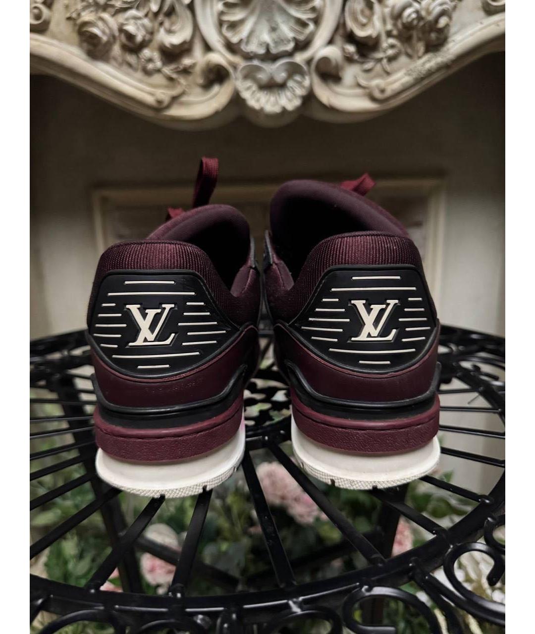 LOUIS VUITTON Бордовые кожаные низкие кроссовки / кеды, фото 3