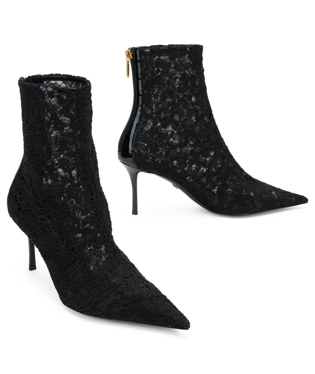 DOLCE&GABBANA Черные текстильные ботильоны, фото 2