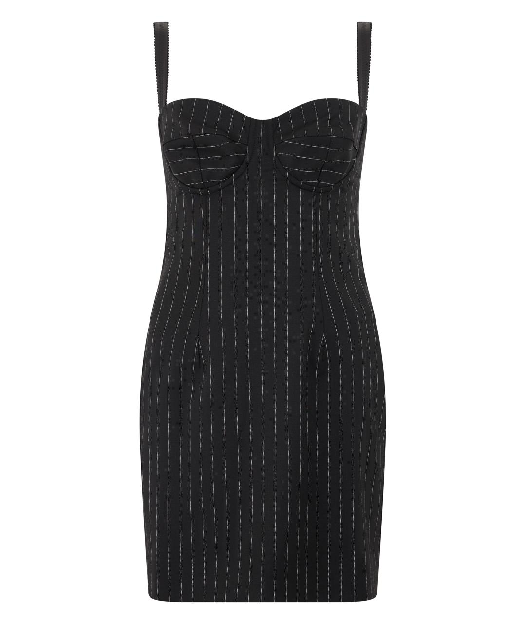 DOLCE&GABBANA Черное шерстяное коктейльное платье, фото 1