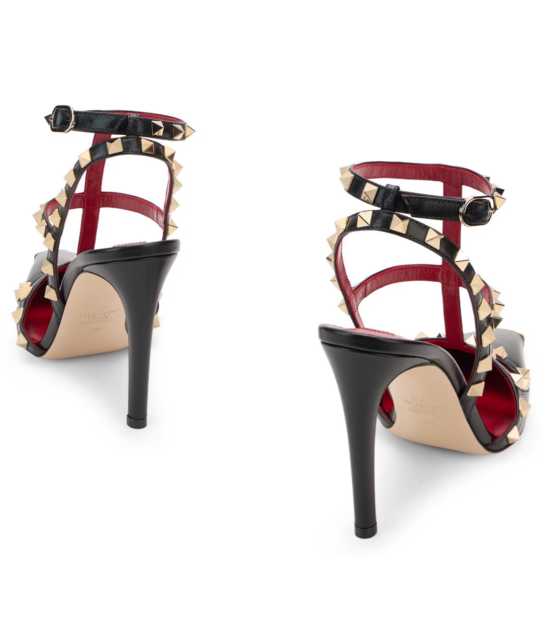 VALENTINO Черные кожаные босоножки, фото 4