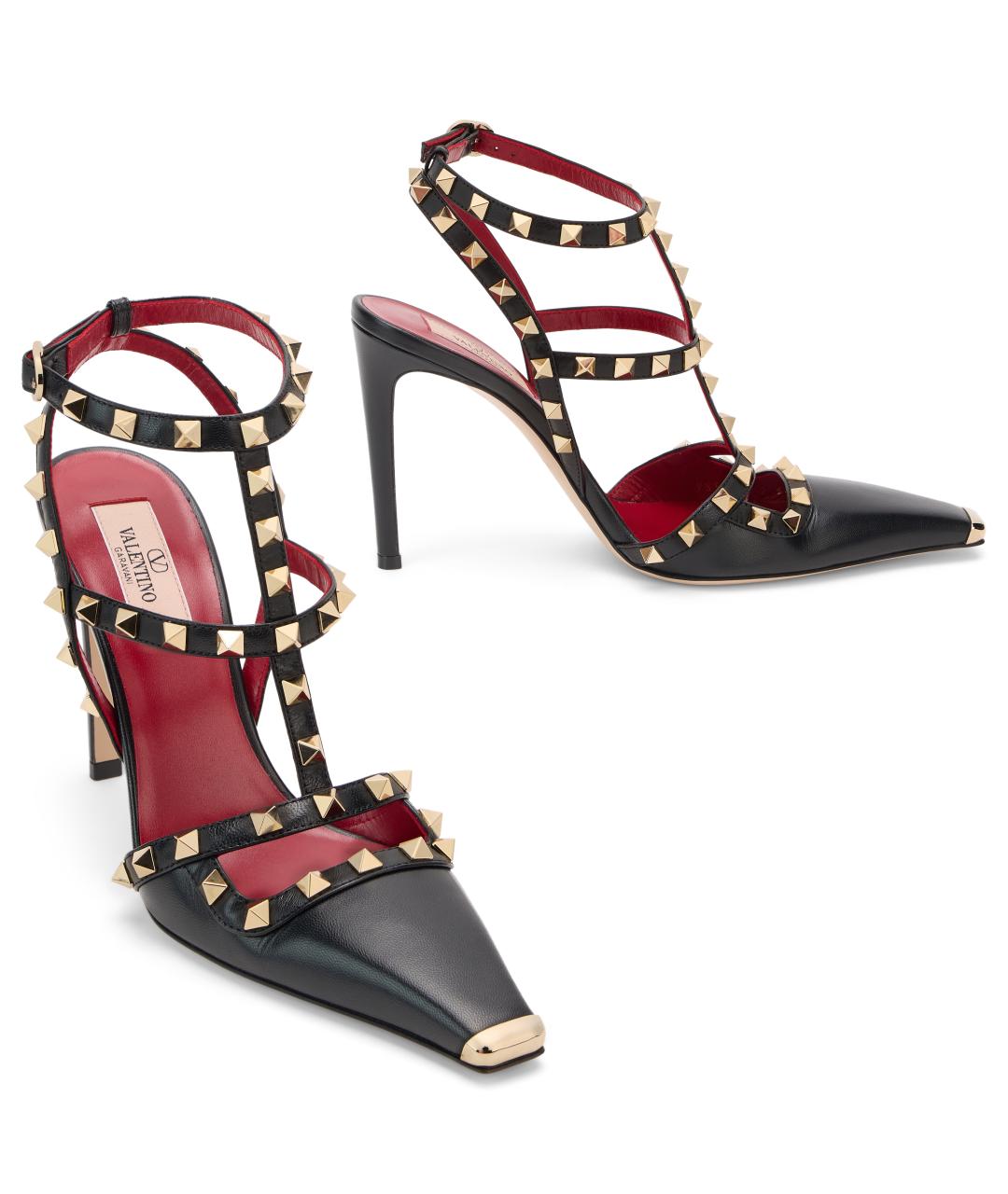VALENTINO Черные кожаные босоножки, фото 3