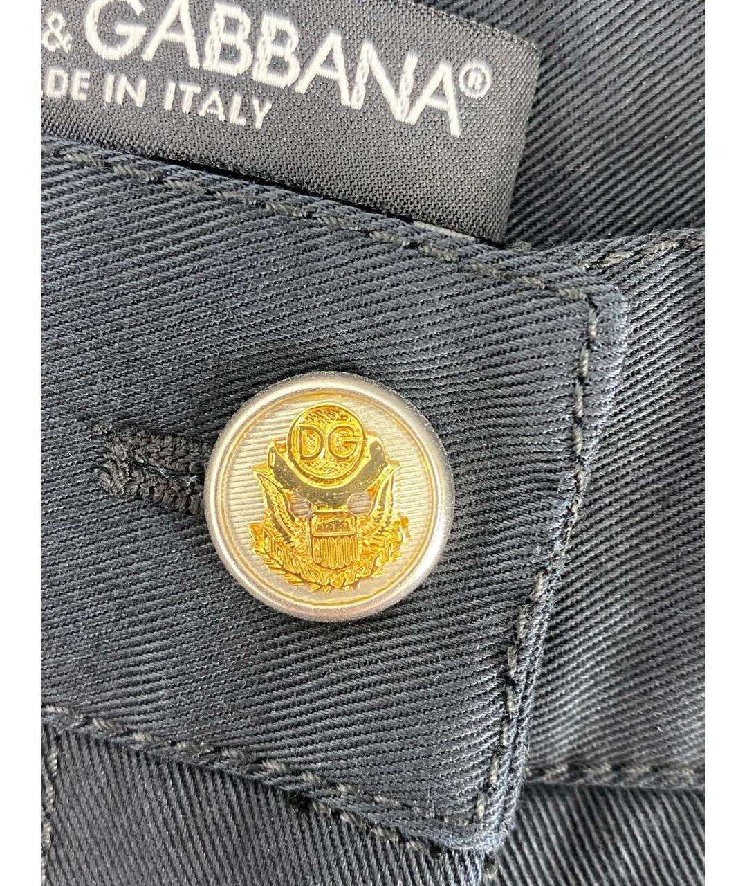 DOLCE&GABBANA Черные хлопковые прямые брюки, фото 4