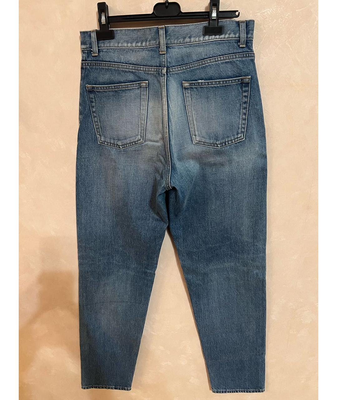 SAINT LAURENT Синие хлопковые прямые джинсы, фото 2
