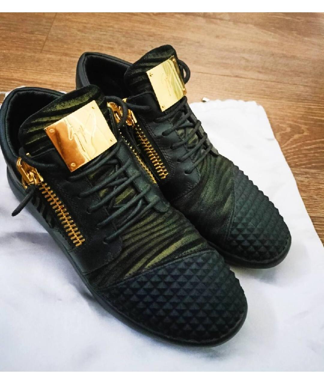 GIUSEPPE ZANOTTI DESIGN Черные кожаные низкие кроссовки / кеды, фото 3