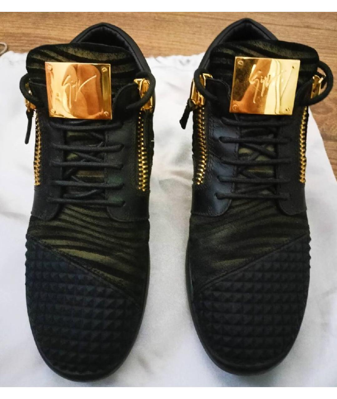 GIUSEPPE ZANOTTI DESIGN Черные кожаные низкие кроссовки / кеды, фото 2