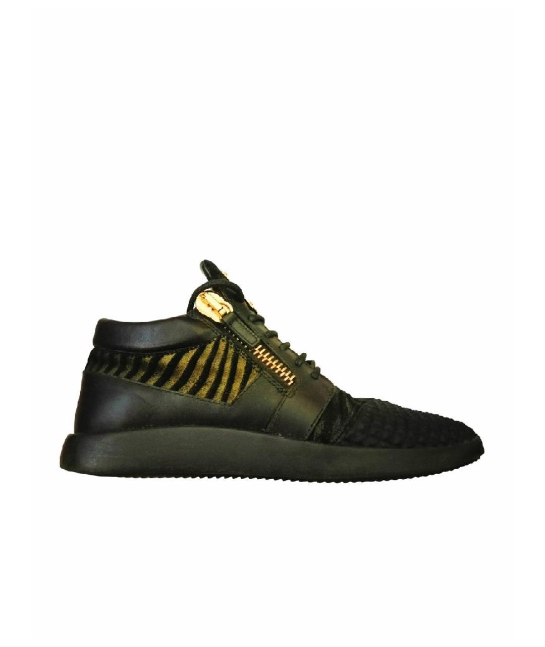 GIUSEPPE ZANOTTI DESIGN Черные кожаные низкие кроссовки / кеды, фото 5