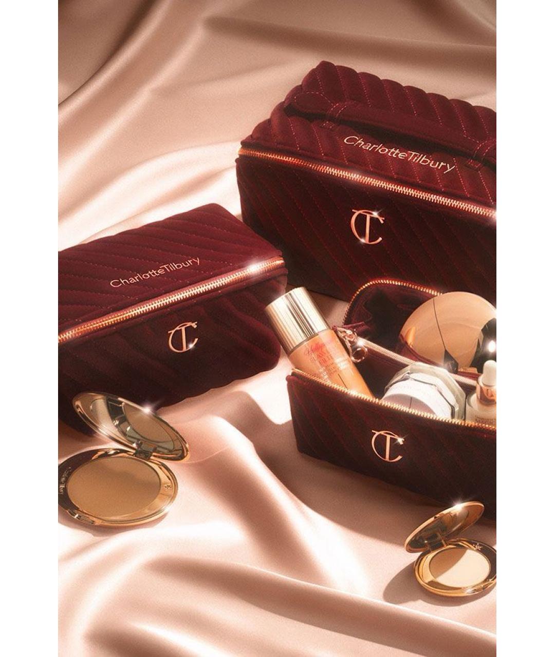 CHARLOTTE TILBURY Бордовая бархатная косметичка, фото 3