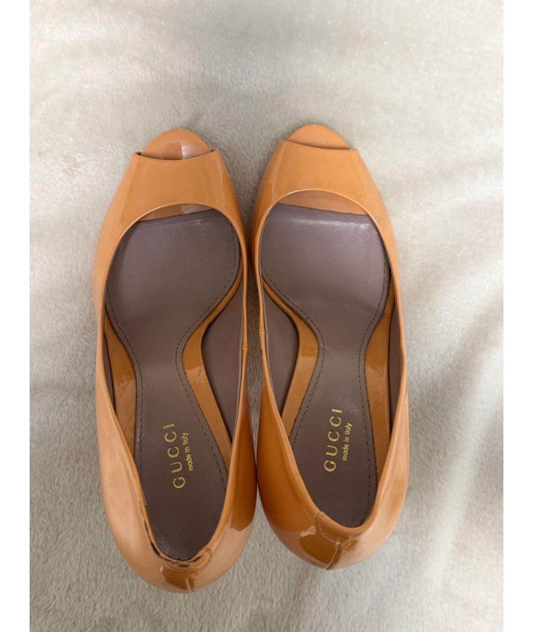 GUCCI Оранжевые босоножки из лакированной кожи, фото 3