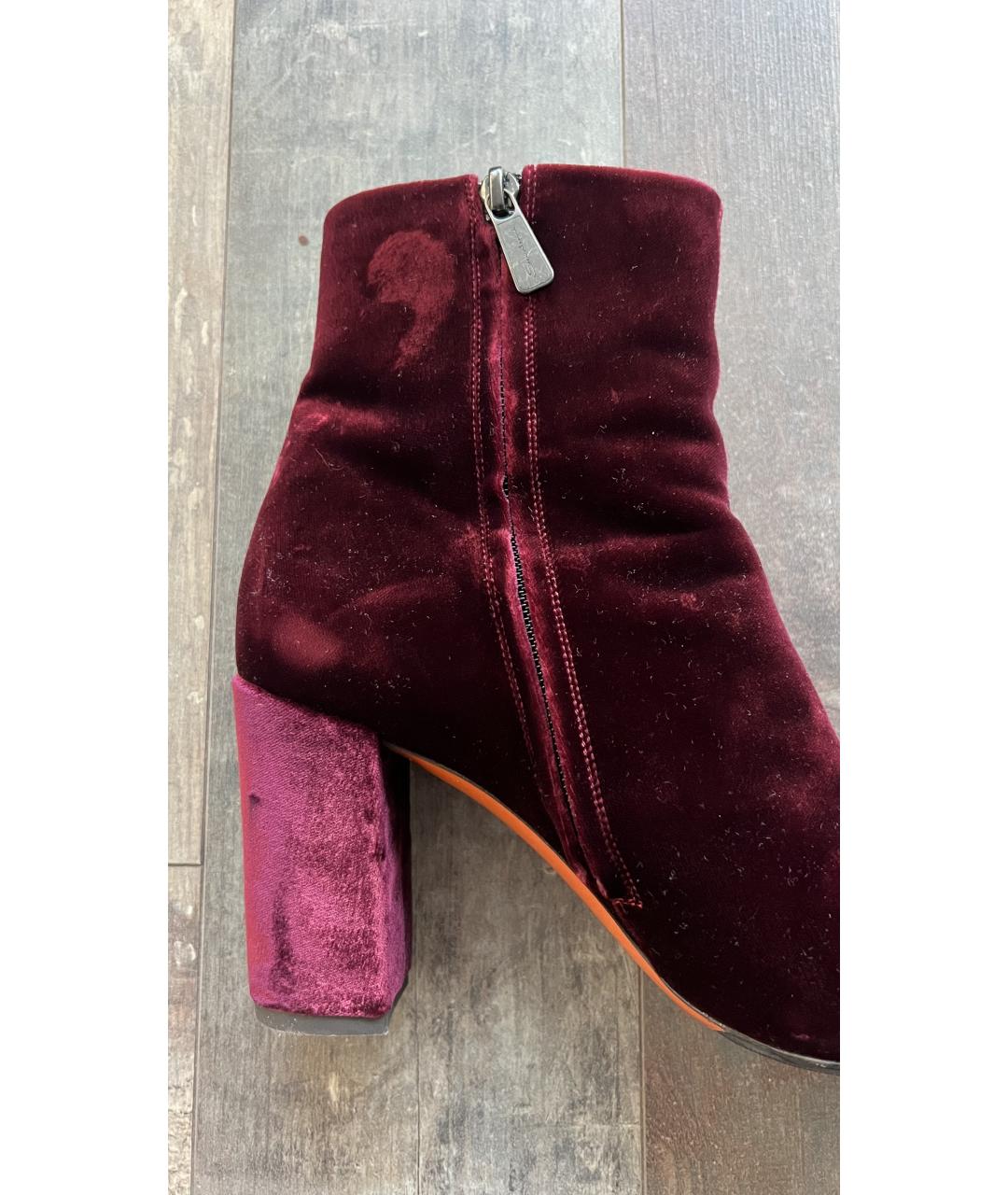 SANTONI Бордовые бархатные ботильоны, фото 2