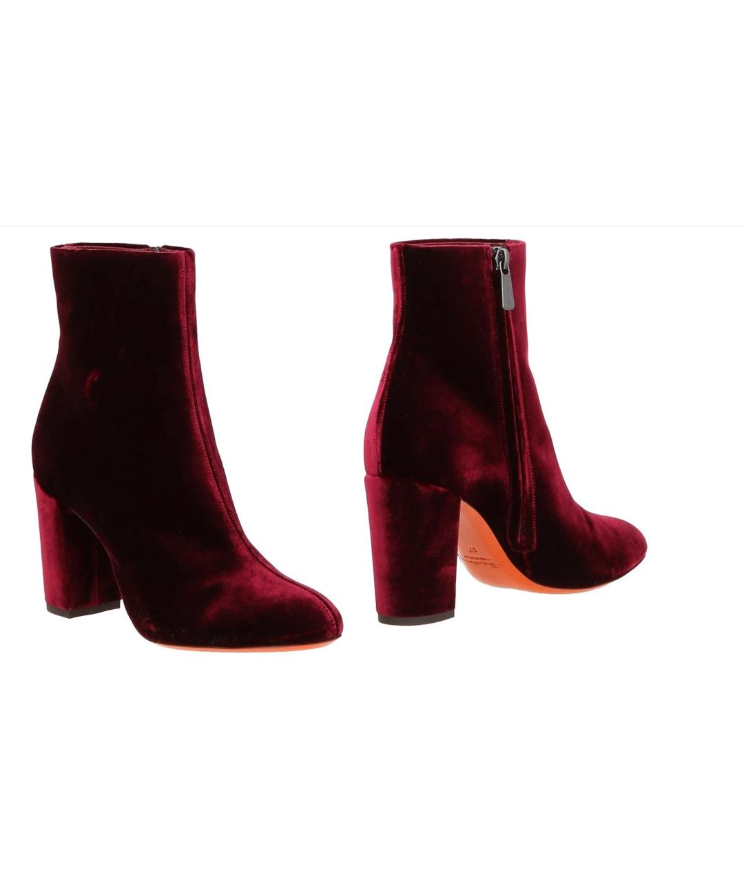 SANTONI Бордовые бархатные ботильоны, фото 10