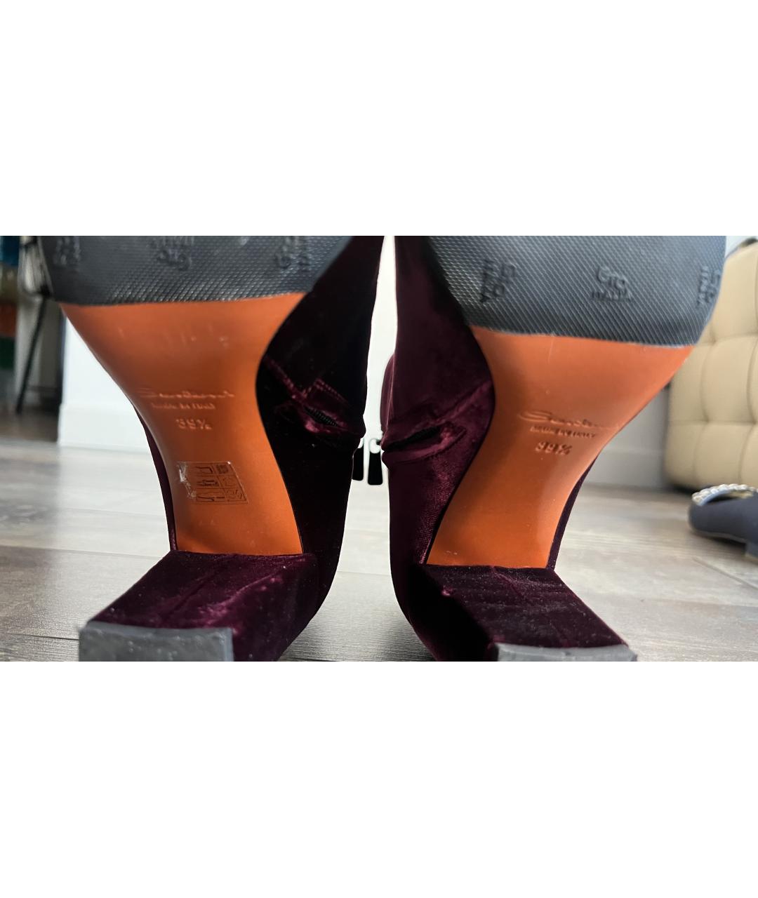 SANTONI Бордовые бархатные ботильоны, фото 7