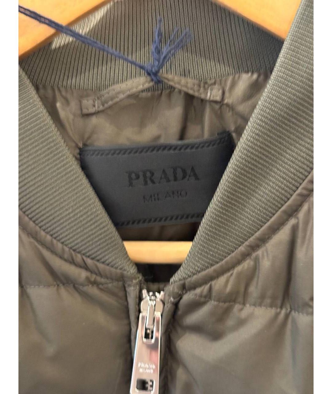 PRADA Хаки нейлоновый пуховик, фото 4