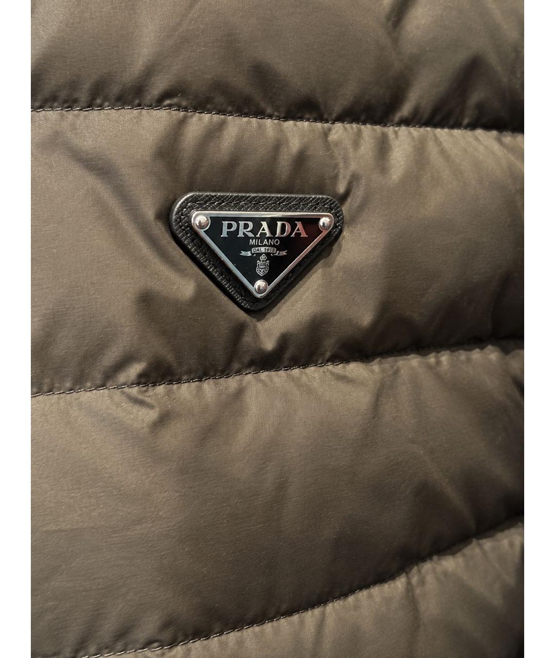PRADA Хаки нейлоновый пуховик, фото 2