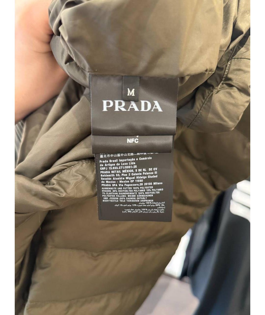 PRADA Хаки нейлоновый пуховик, фото 3