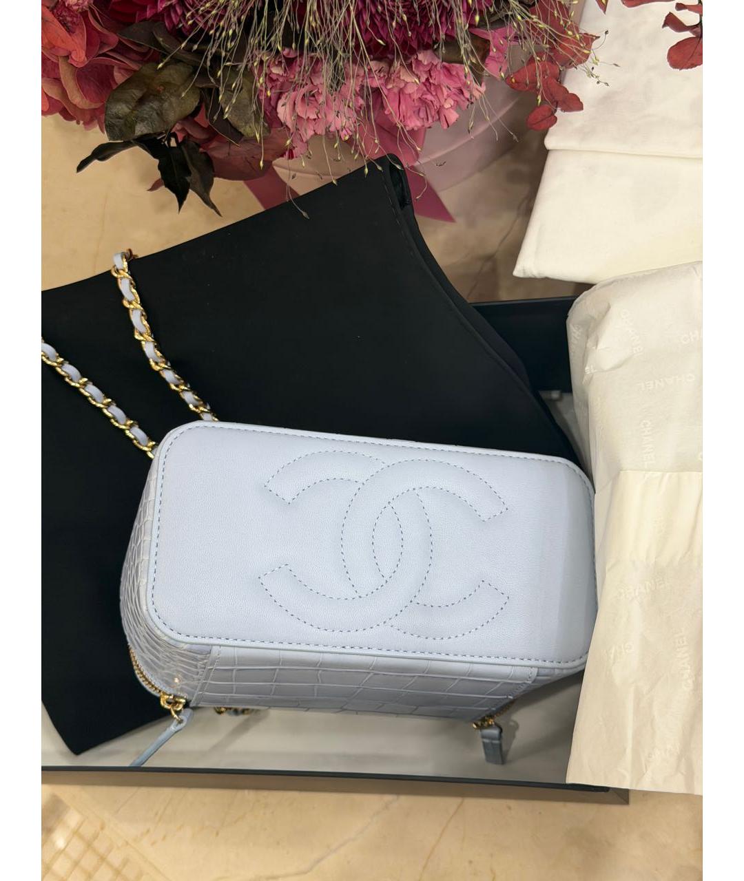 CHANEL Голубая кожаная сумка через плечо, фото 8