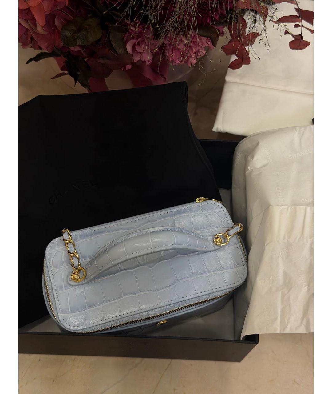 CHANEL Голубая кожаная сумка через плечо, фото 5