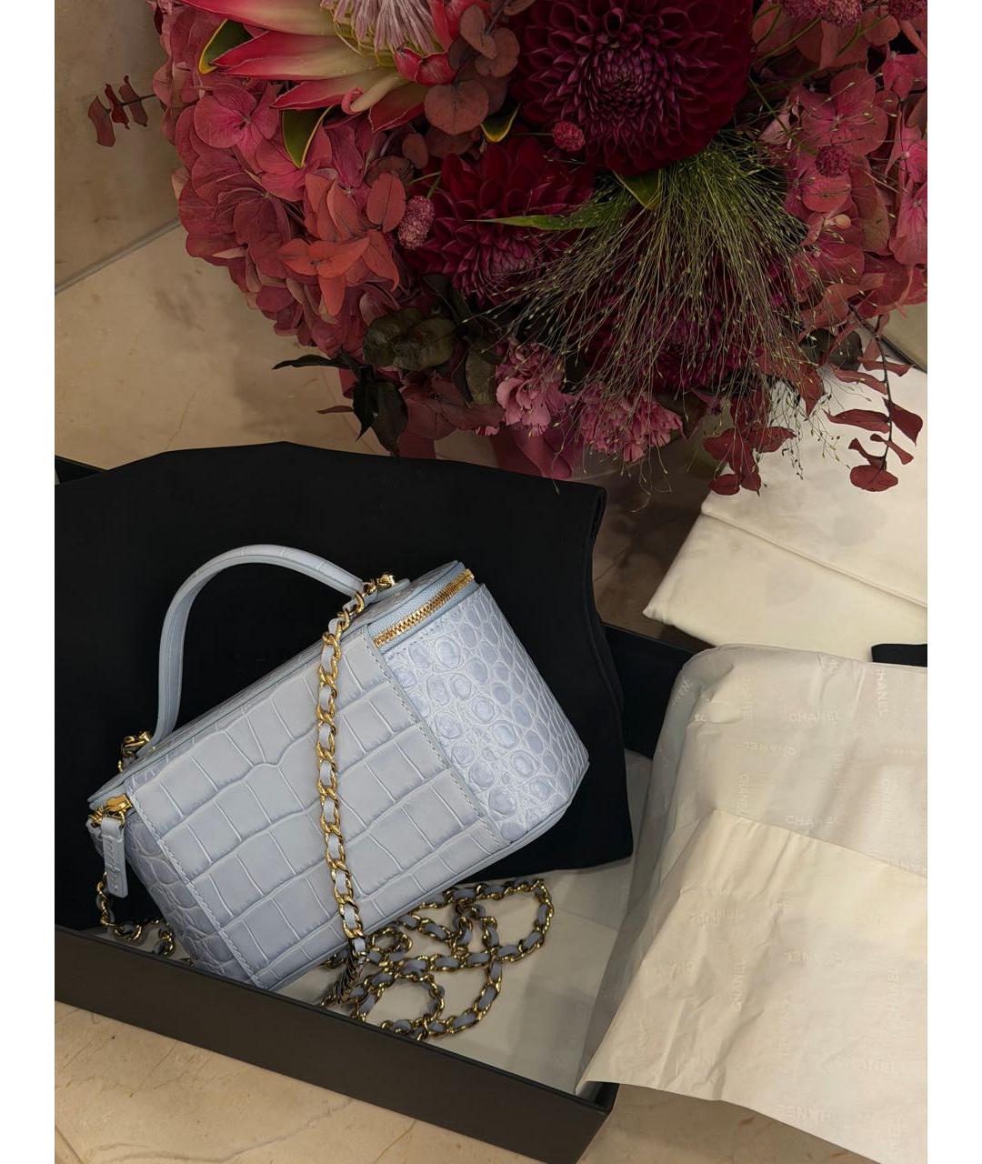 CHANEL Голубая кожаная сумка через плечо, фото 4