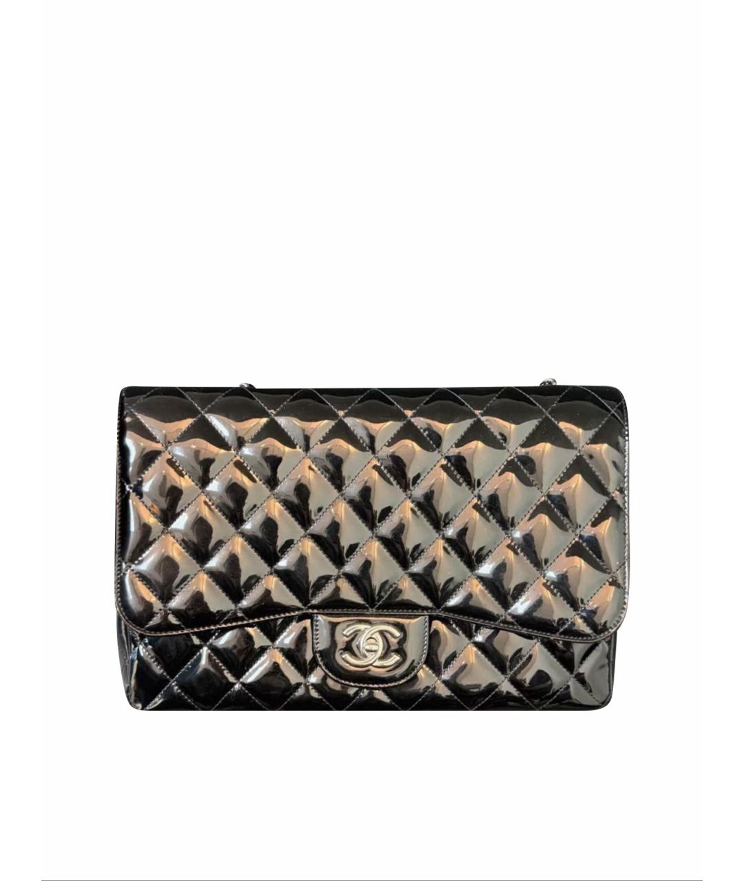 CHANEL Черная сумка через плечо из лакированной кожи, фото 9