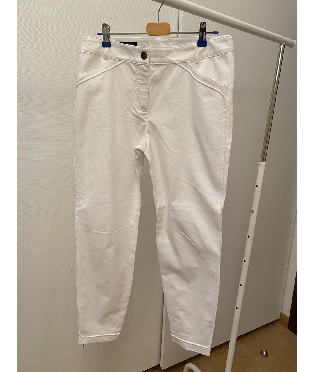 ESCADA Белые хлопковые брюки узкие, фото 7