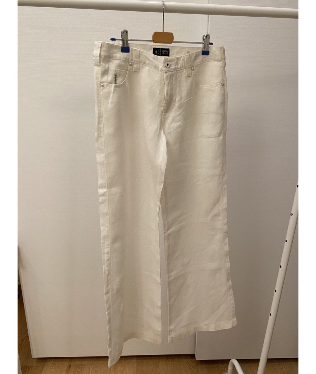 ARMANI JEANS Белые льняные брюки широкие, фото 5