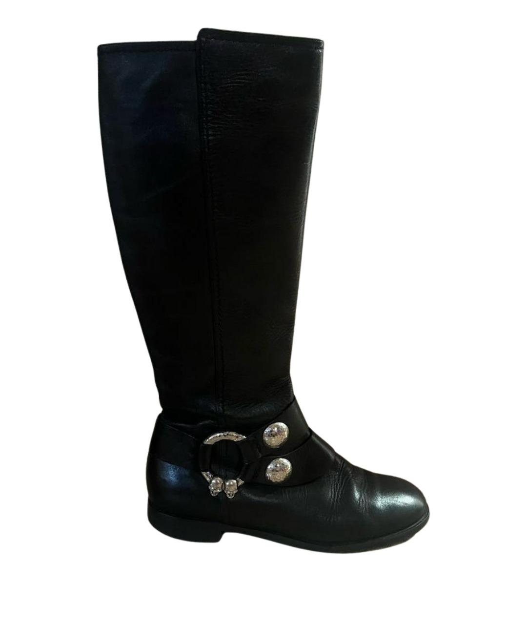 ALEXANDER MCQUEEN Черные кожаные сапоги, фото 1