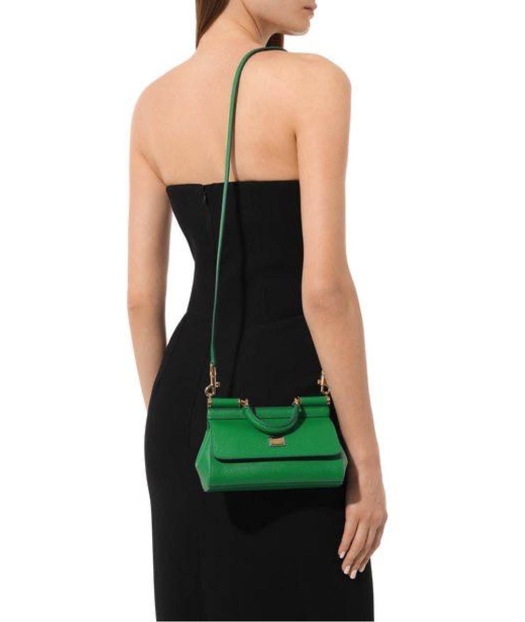 DOLCE&GABBANA Зеленая кожаная сумка через плечо, фото 2
