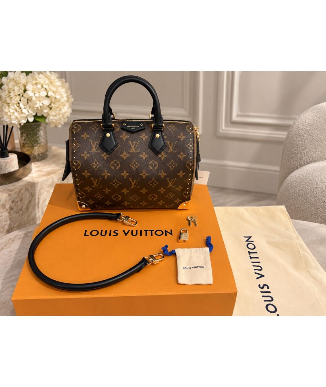 LOUIS VUITTON Коричневая сумка с короткими ручками из канвы, фото 5