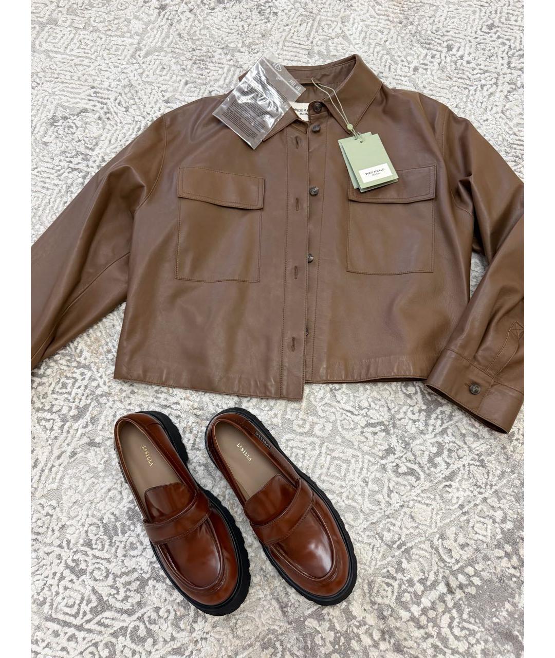 WEEKEND MAX MARA Коричневая кожаная куртка, фото 4