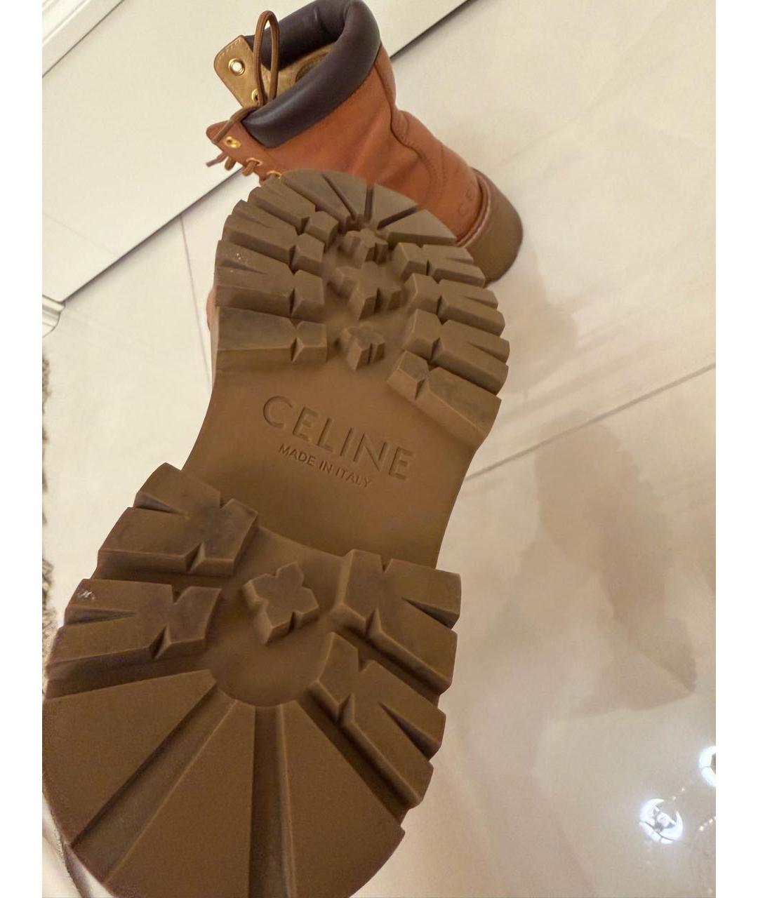 CELINE Коричневые кожаные ботинки, фото 5