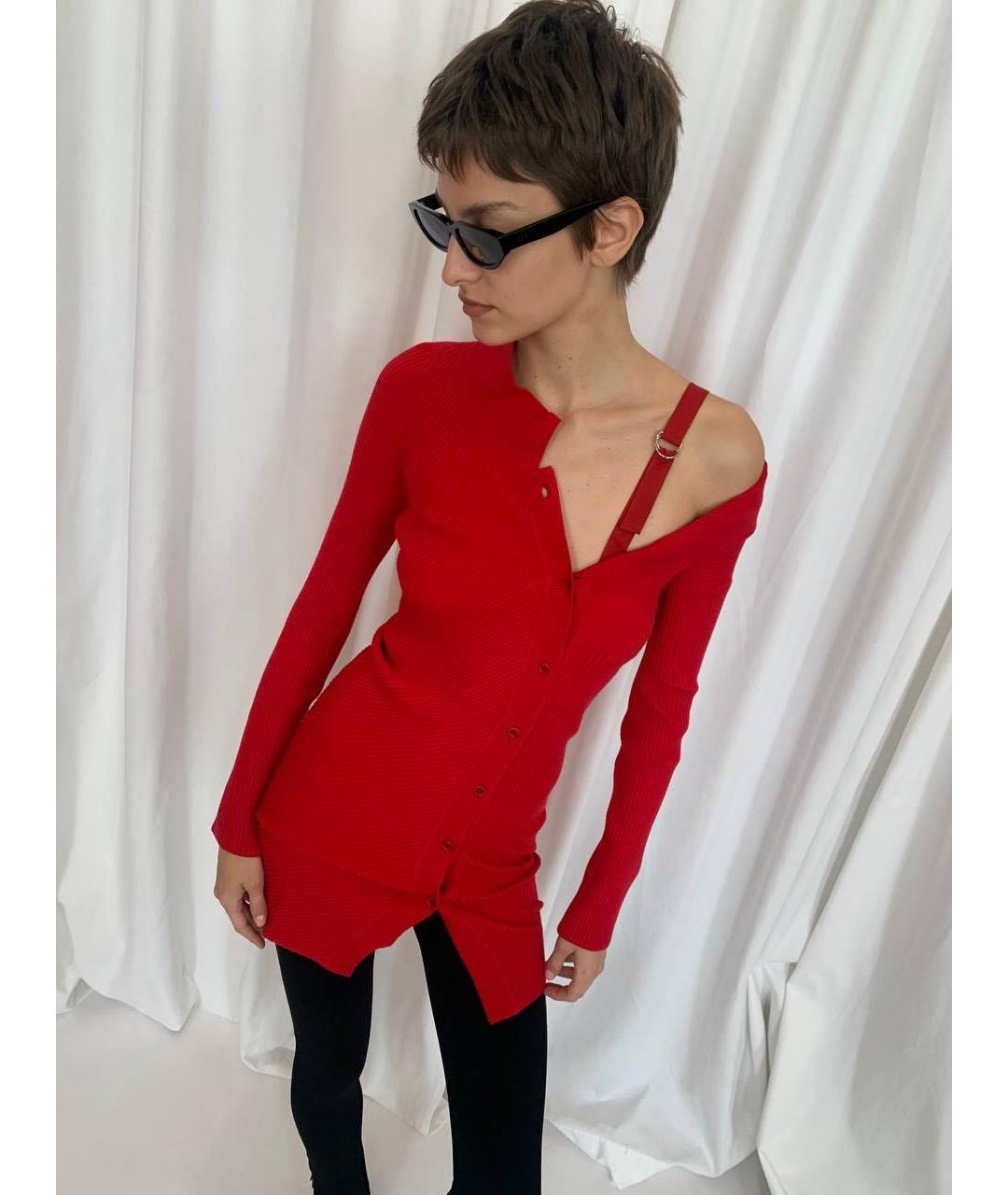 JACQUEMUS Красное шерстяное повседневное платье, фото 3