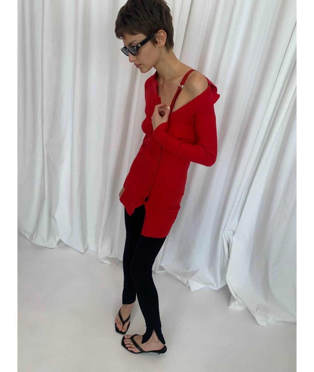 JACQUEMUS Красное шерстяное повседневное платье, фото 5