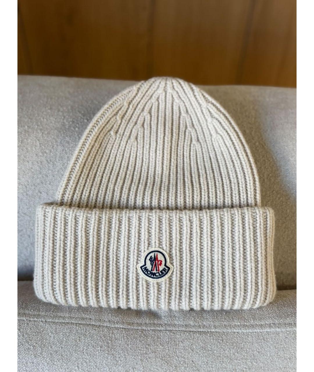 MONCLER Бежевая шапка, фото 3