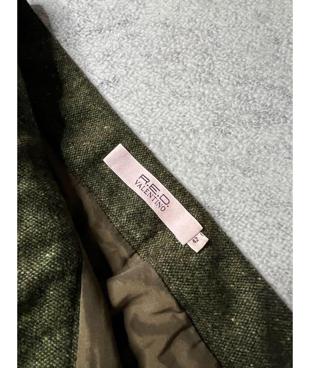 RED VALENTINO Хаки шерстяная юбка мини, фото 6