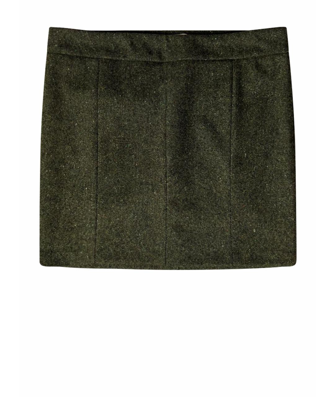 RED VALENTINO Хаки шерстяная юбка мини, фото 10