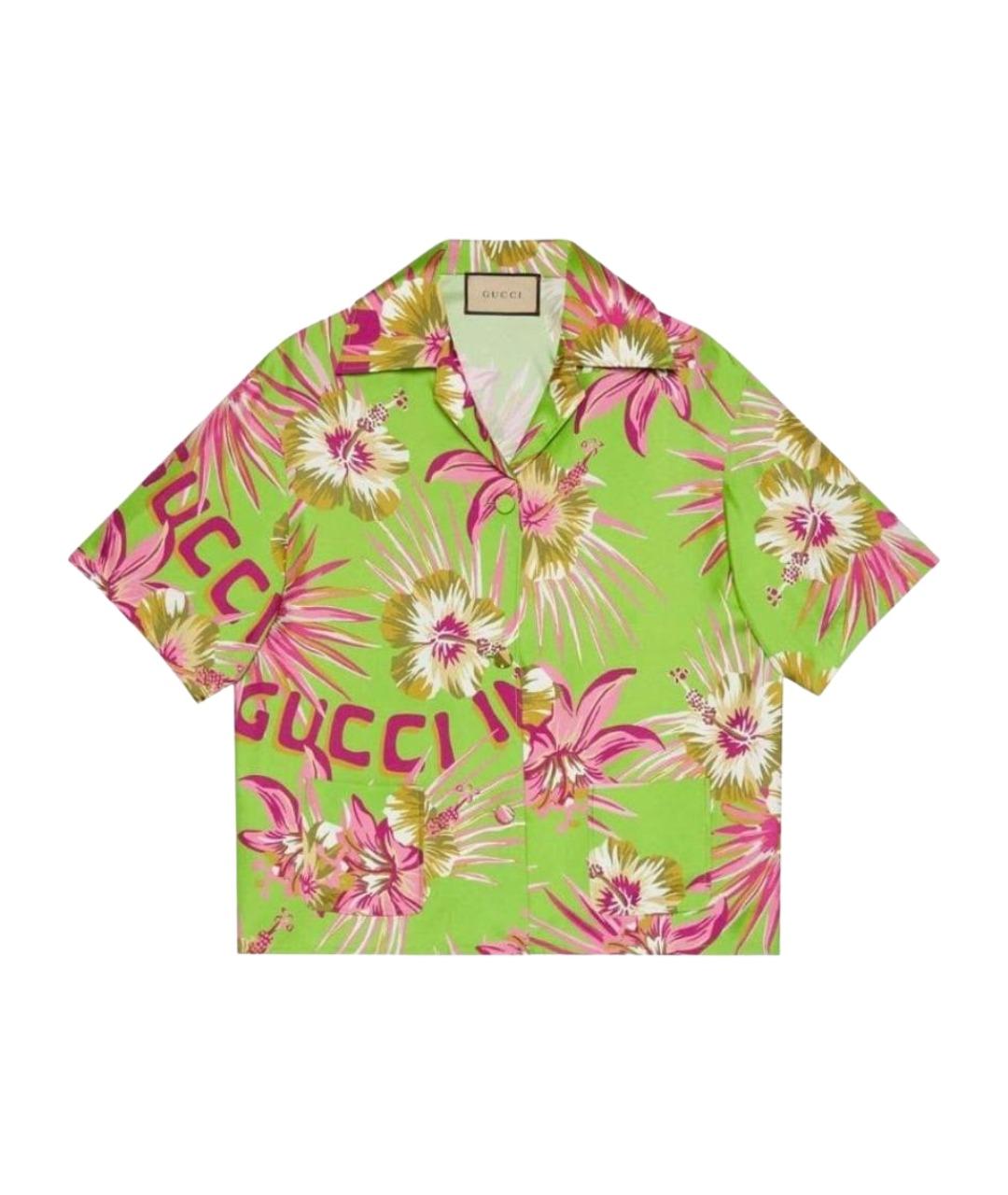 GUCCI Зеленая шелковая рубашка, фото 1