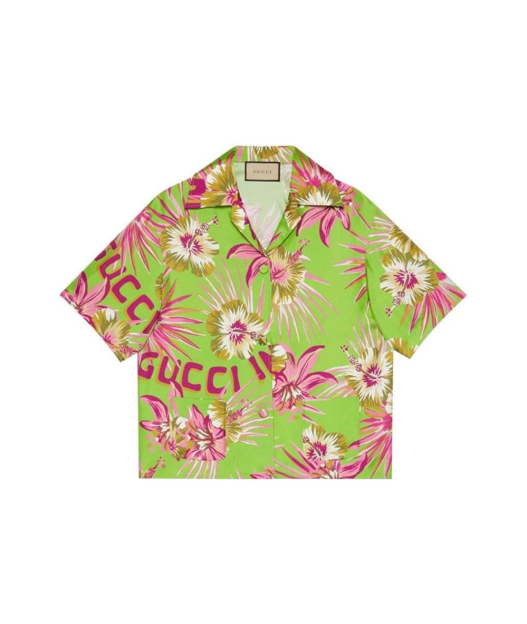 GUCCI Зеленая шелковая рубашка, фото 6