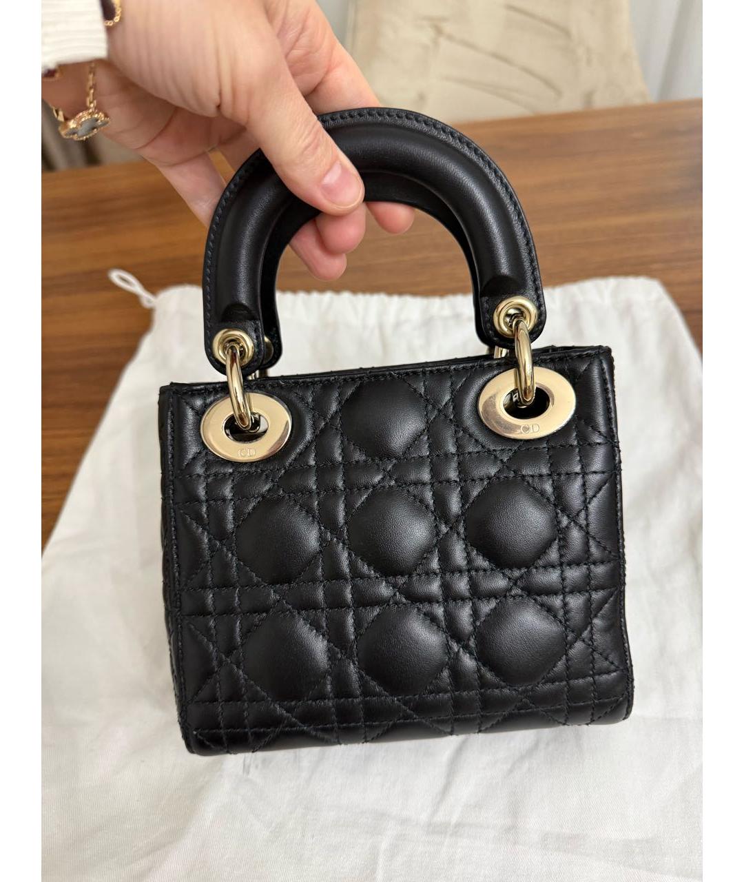 CHRISTIAN DIOR Черная кожаная сумка с короткими ручками, фото 2