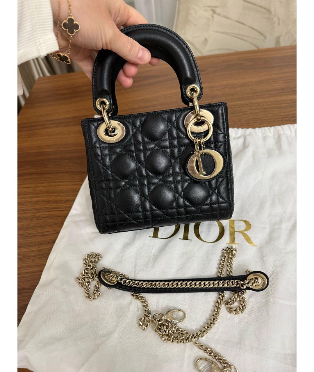 CHRISTIAN DIOR Черная кожаная сумка с короткими ручками, фото 6