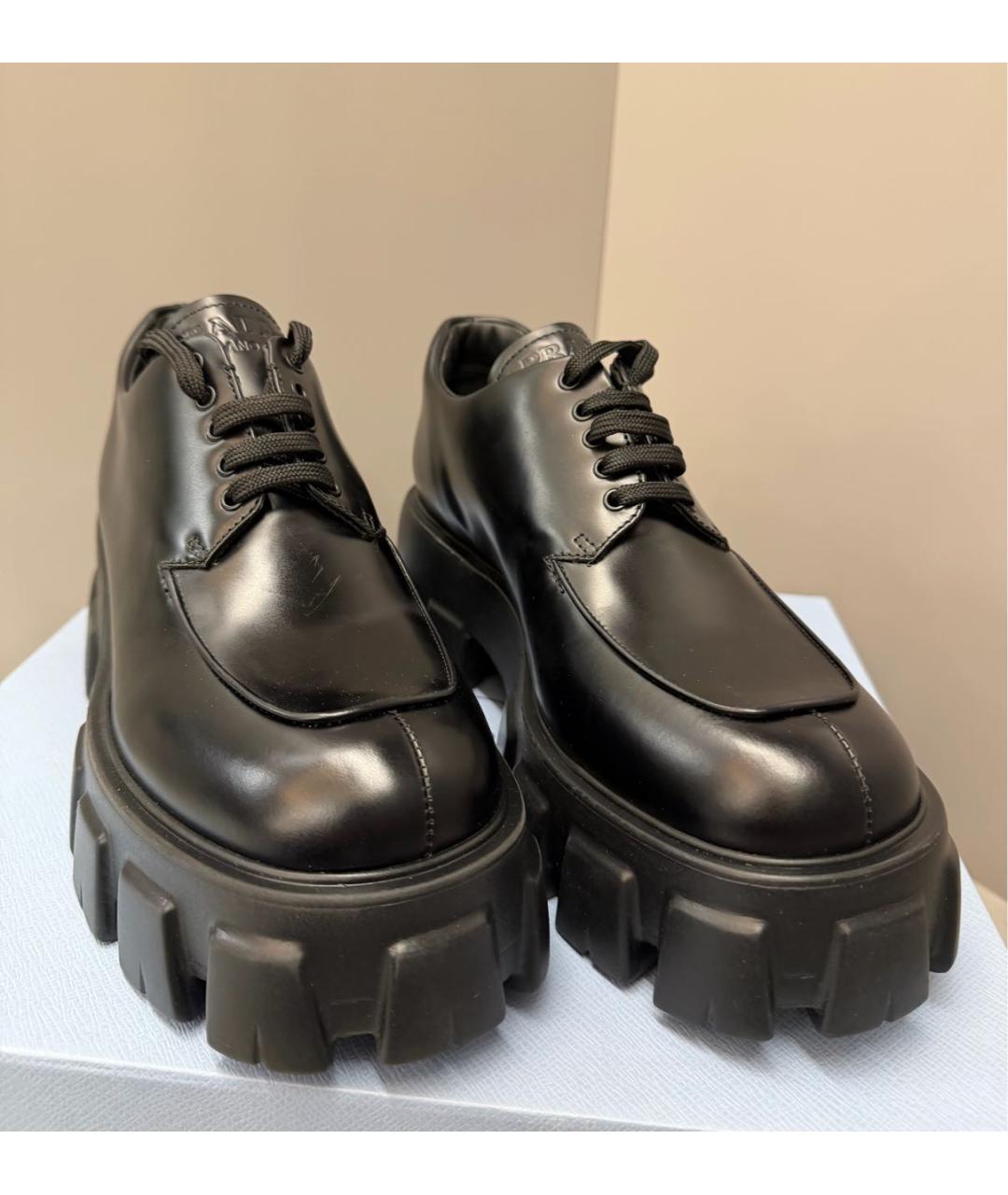 PRADA Черные кожаные брогги и оксфорды, фото 3