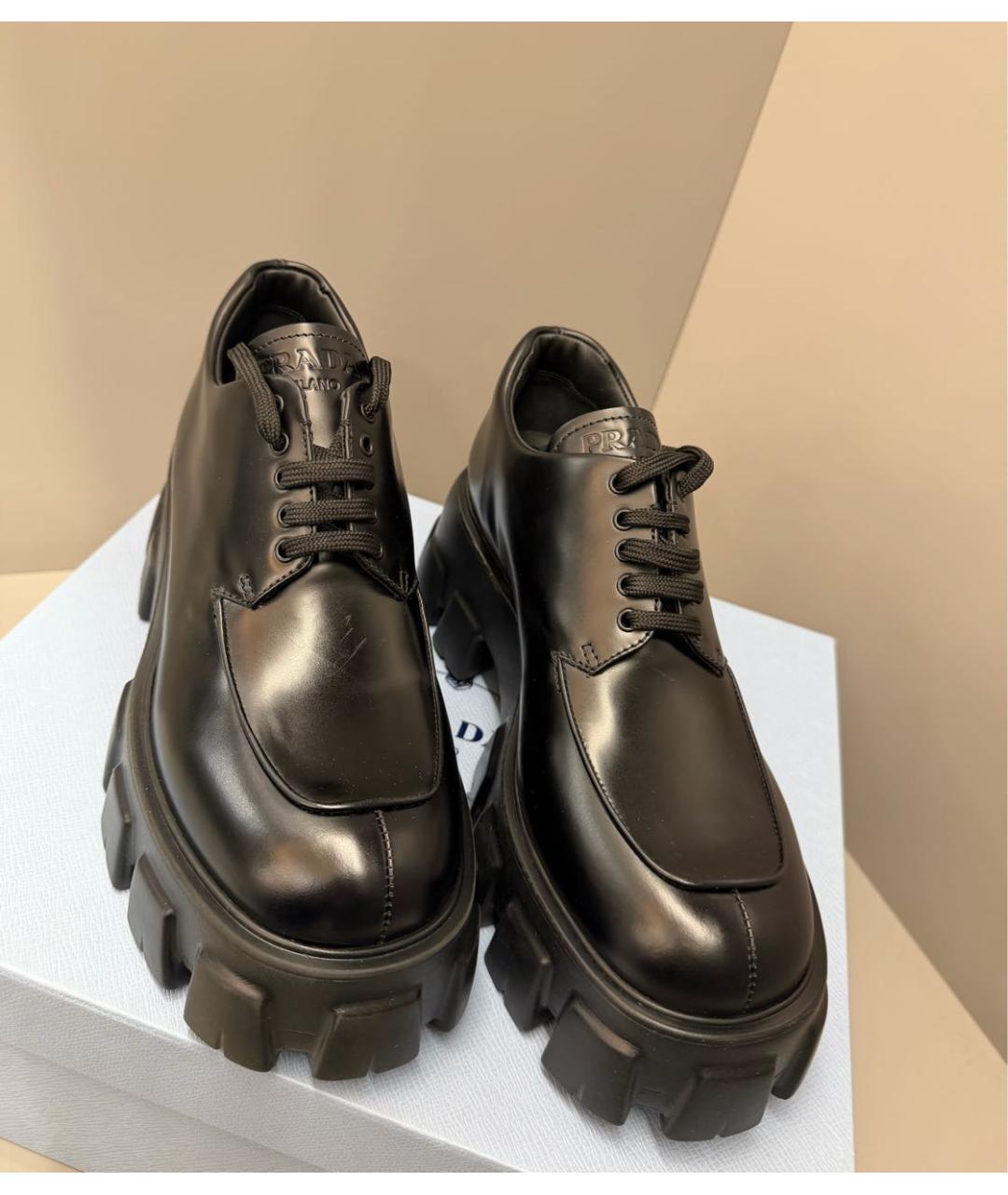 PRADA Черные кожаные брогги и оксфорды, фото 2
