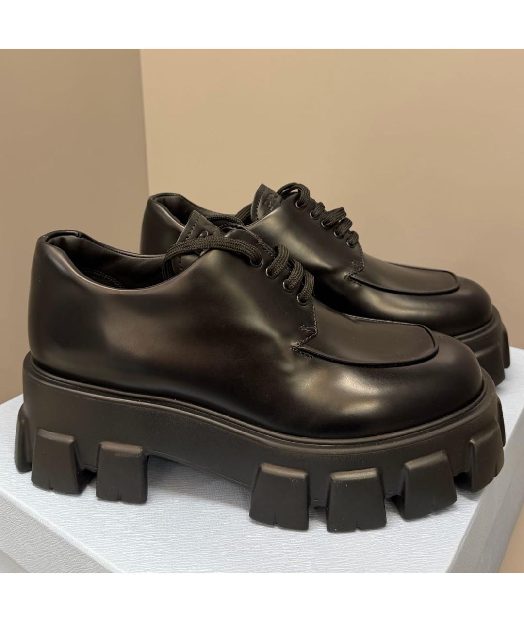 PRADA Черные кожаные брогги и оксфорды, фото 4