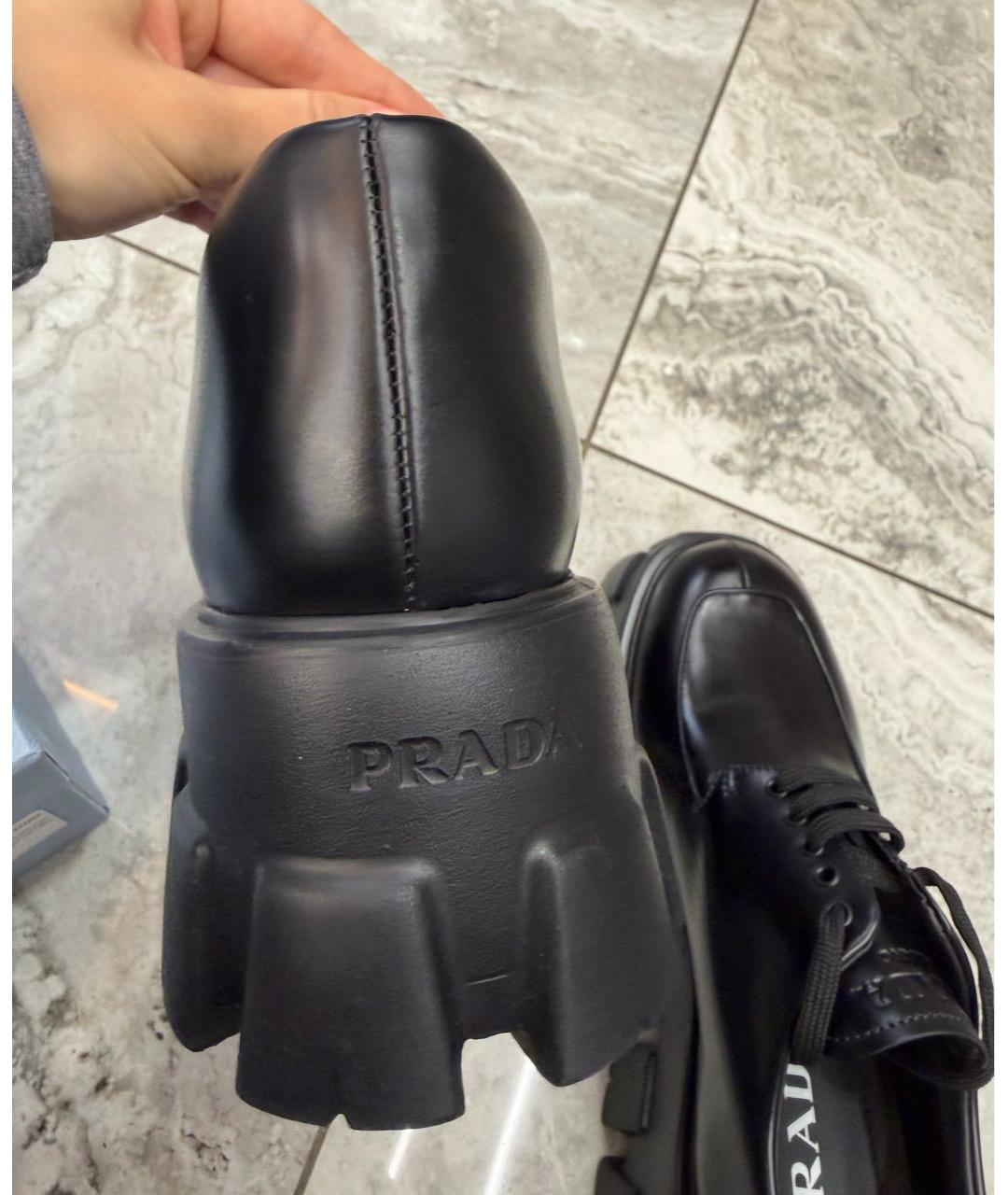 PRADA Черные кожаные брогги и оксфорды, фото 6