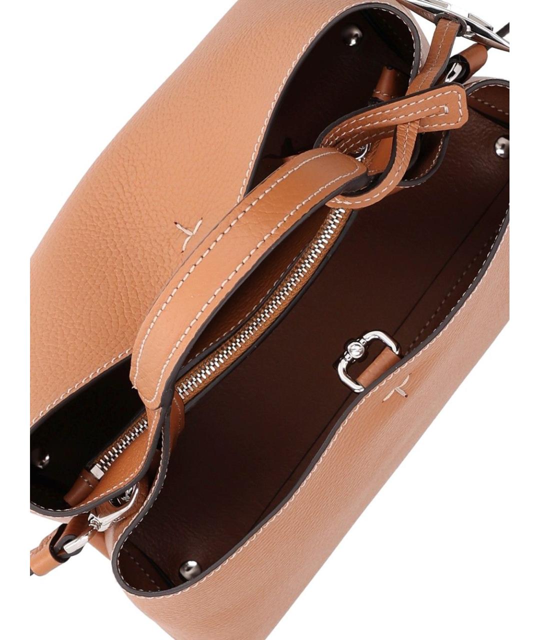 TOD'S Бежевая кожаная сумка с короткими ручками, фото 4